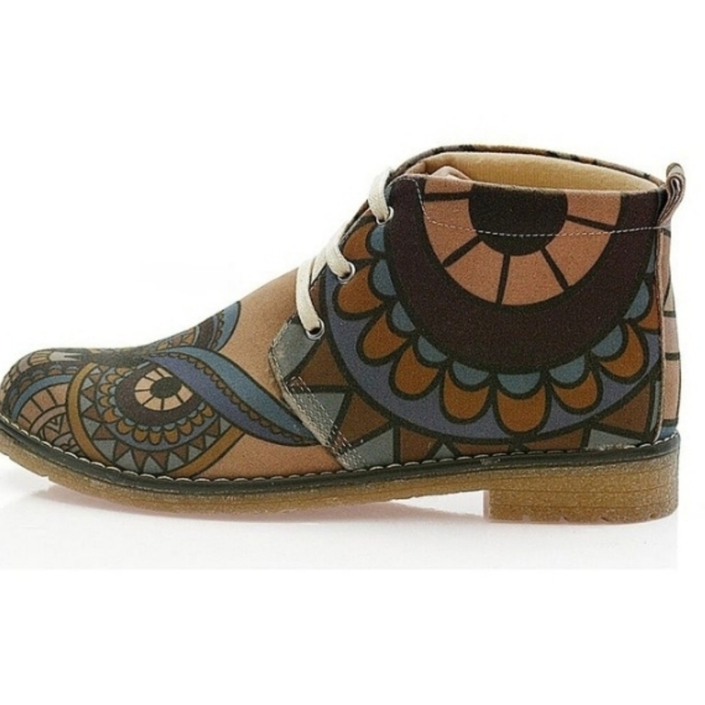 Goby🦉 wise Owl Vegan geometrical Boho RARE unique chukka boots desert shoes - Picture 9 of 16